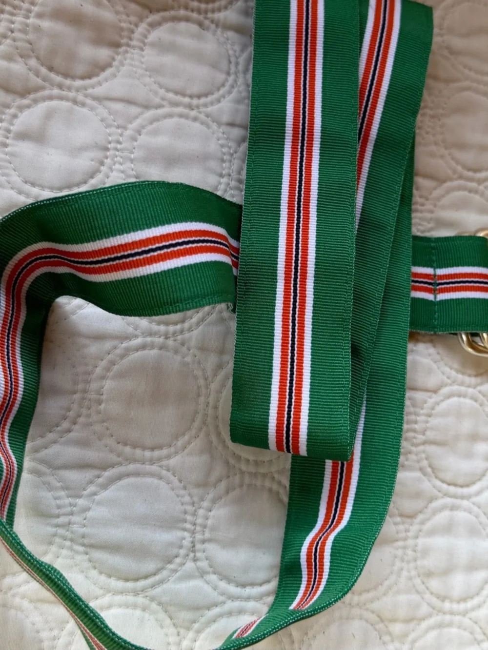 Ralph Lauren Polo belt, green, and orange striped preppy style.